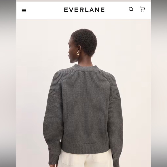 Everlane The Organic Cotton Relaxed Cardigan Large Heathered Charcoal - Picture 2 of 10